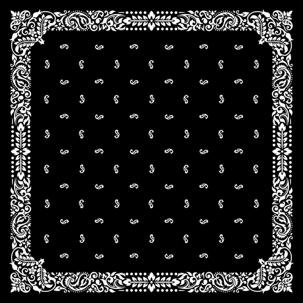 Simply Bandana decorated with white geometric ornament lines that can be applied to fabrics of various colors vector