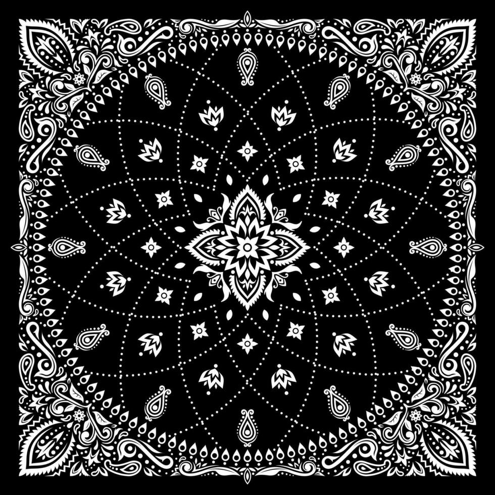 Simply Bandana decorated with white geometric ornament lines that can be applied to fabrics of various colors vector