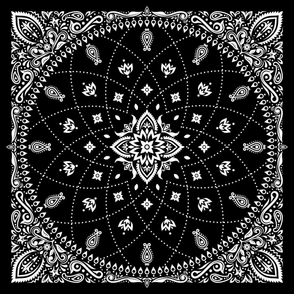 Simply Bandana decorated with white geometric ornament lines that can be applied to fabrics of various colors vector