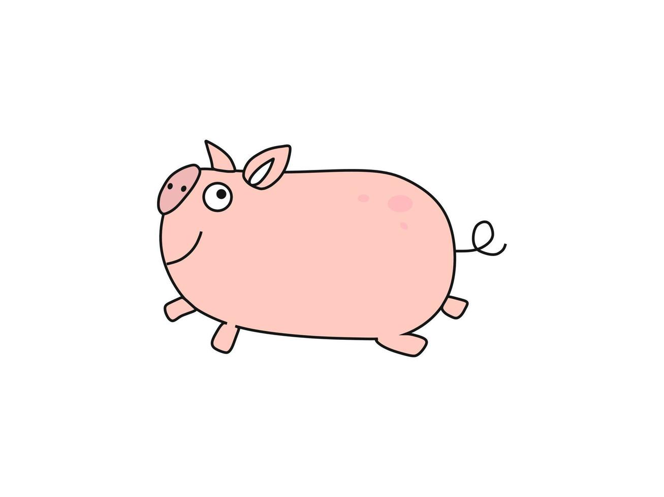 Vector illustration of a  pig in cartoon style.