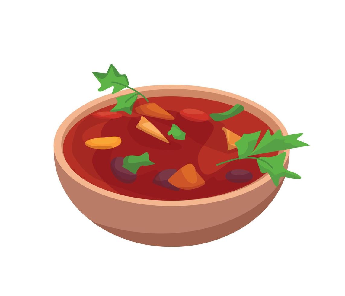 Mexican soup. Vector cartoon illustration.