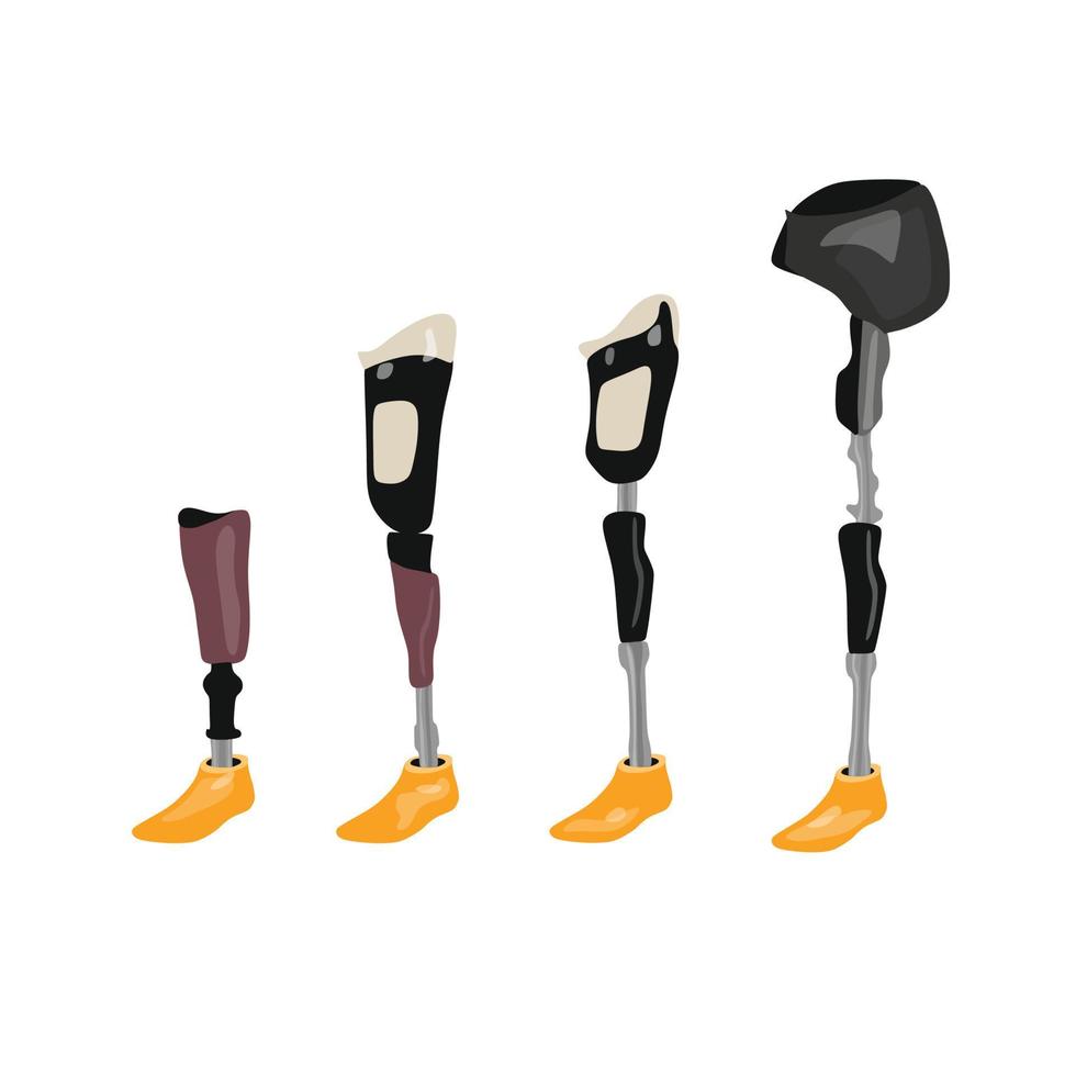 A set of prosthetic legs. Vector cartoon flat illustration.