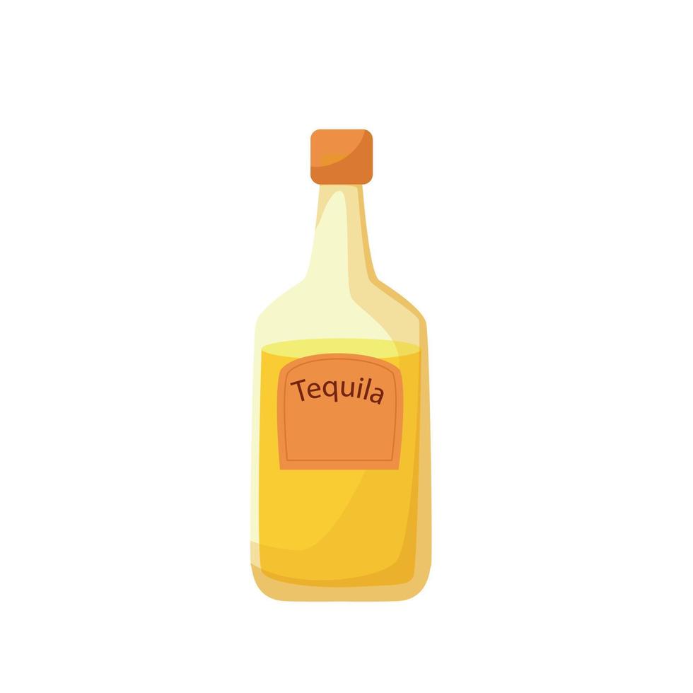 A bottle of tequila. Vector cartoon illustration.