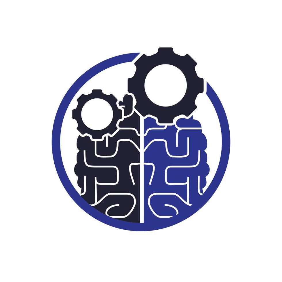 diseño del logo del engranaje y el cerebro. vector