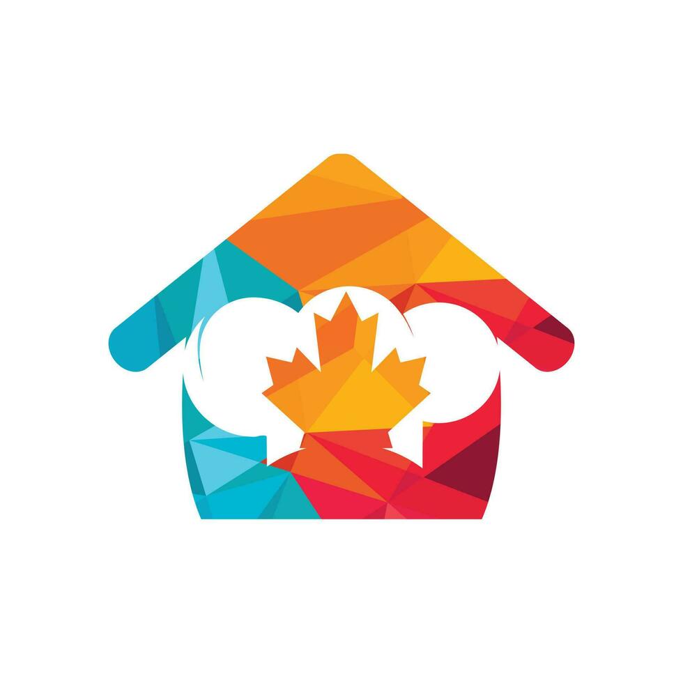 plantilla de diseño de logotipo de vector de chef canadiense. hoja de arce con el logotipo del icono del sombrero de chef.
