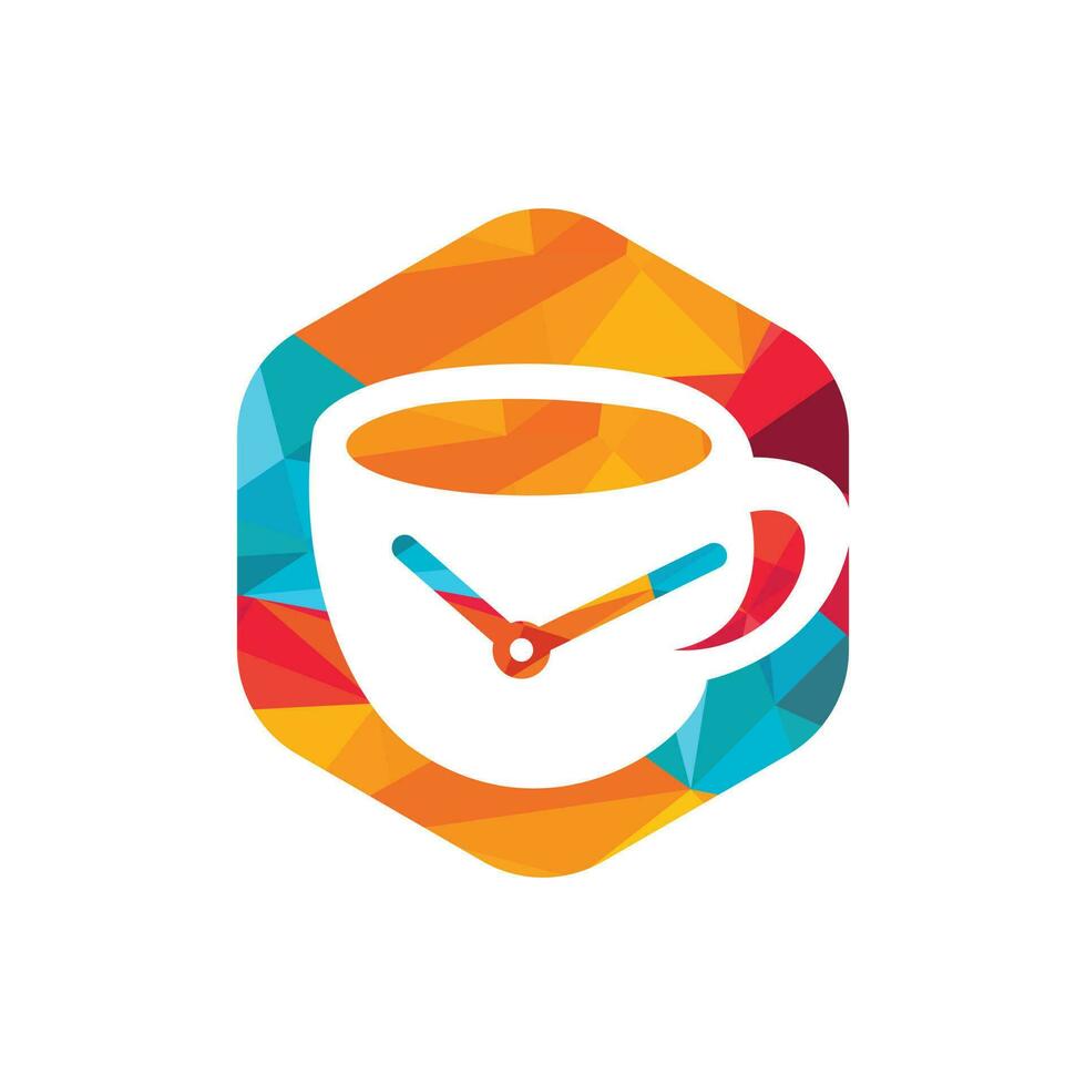 Coffee time vector logo design. Coffee cup time clock concept design.