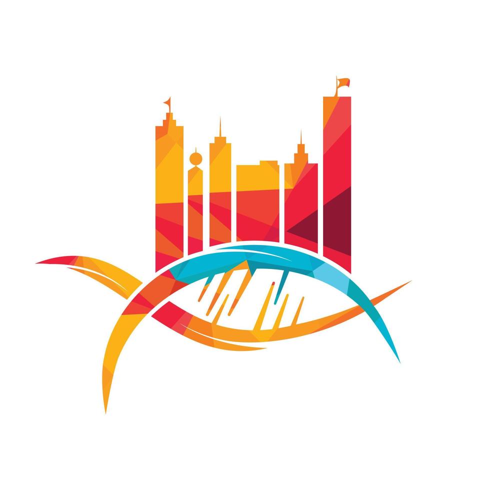 DNA city vector logo design.