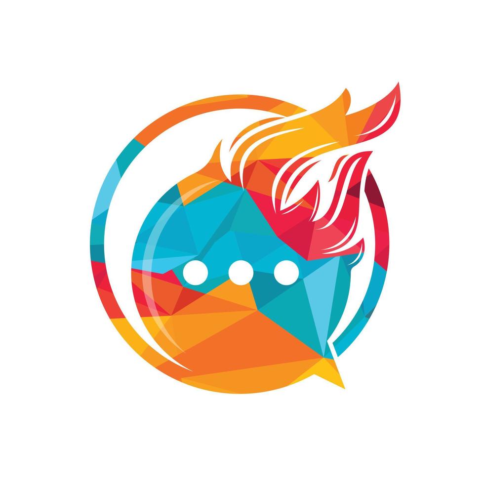 Fire chat vector logo design.