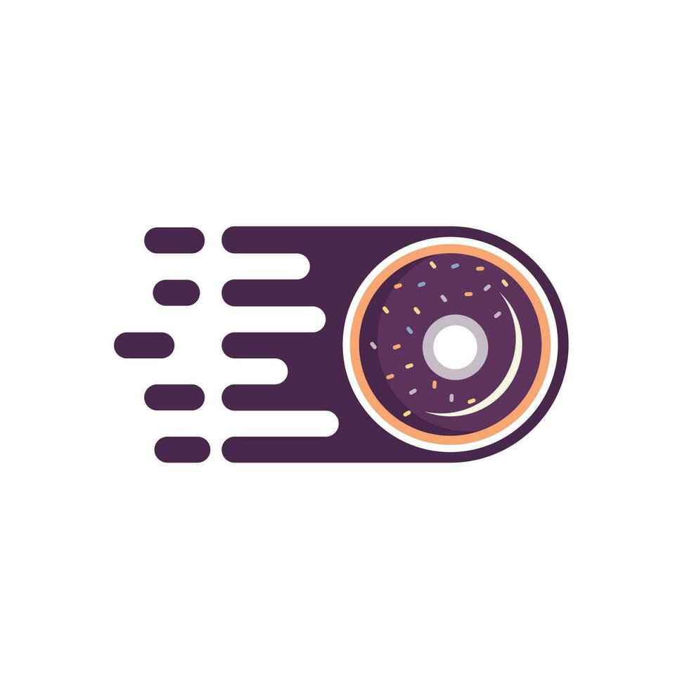 plantilla de diseño de logotipo de vector de donut rápido. concepto de logotipo de entrega de servicio de alimentos.