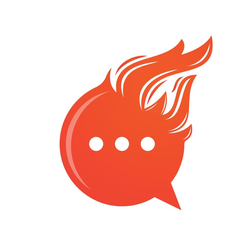 diseño de logotipo de vector de chat de fuego.