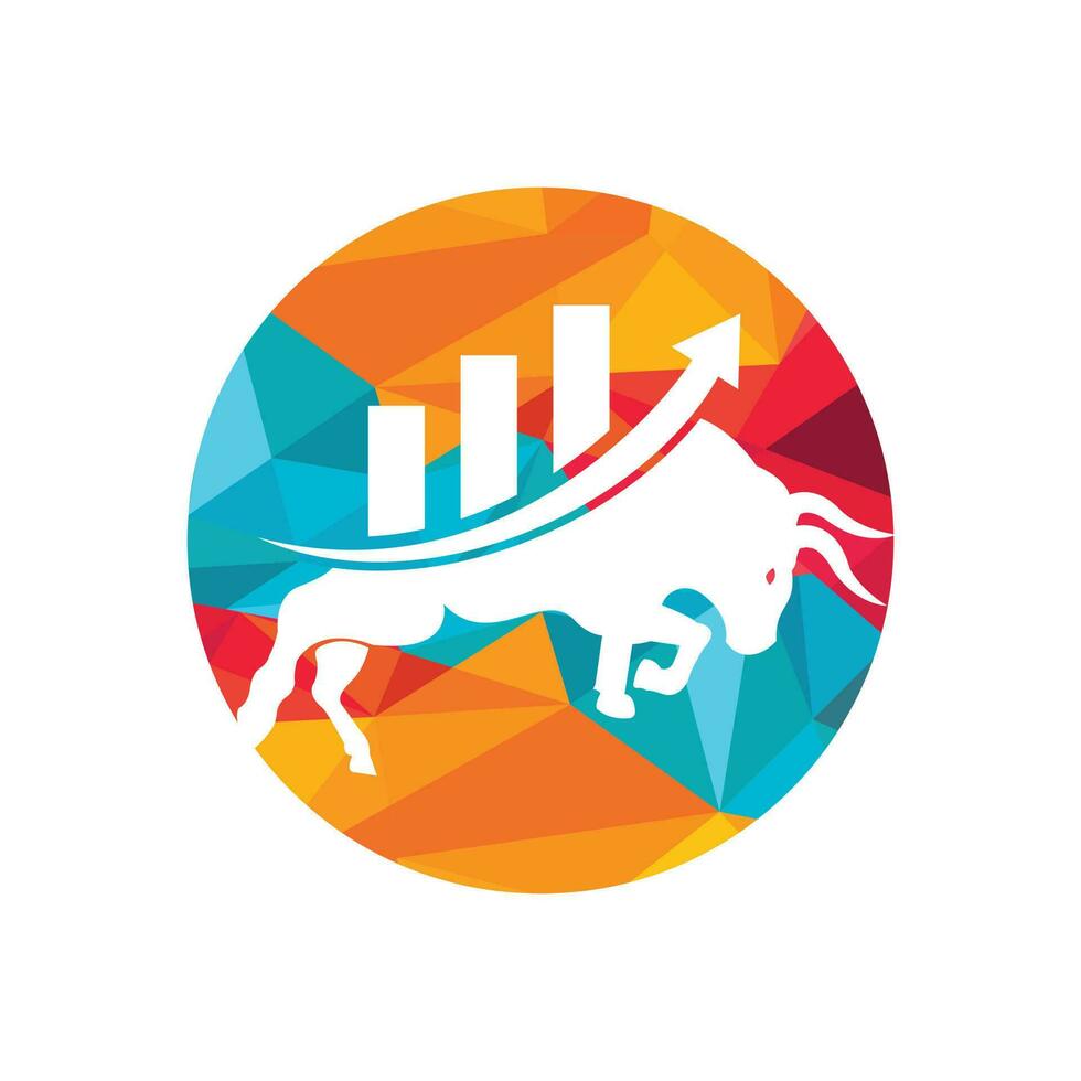 Financial bull logo design. Trade Bull Chart, finance logo. vector