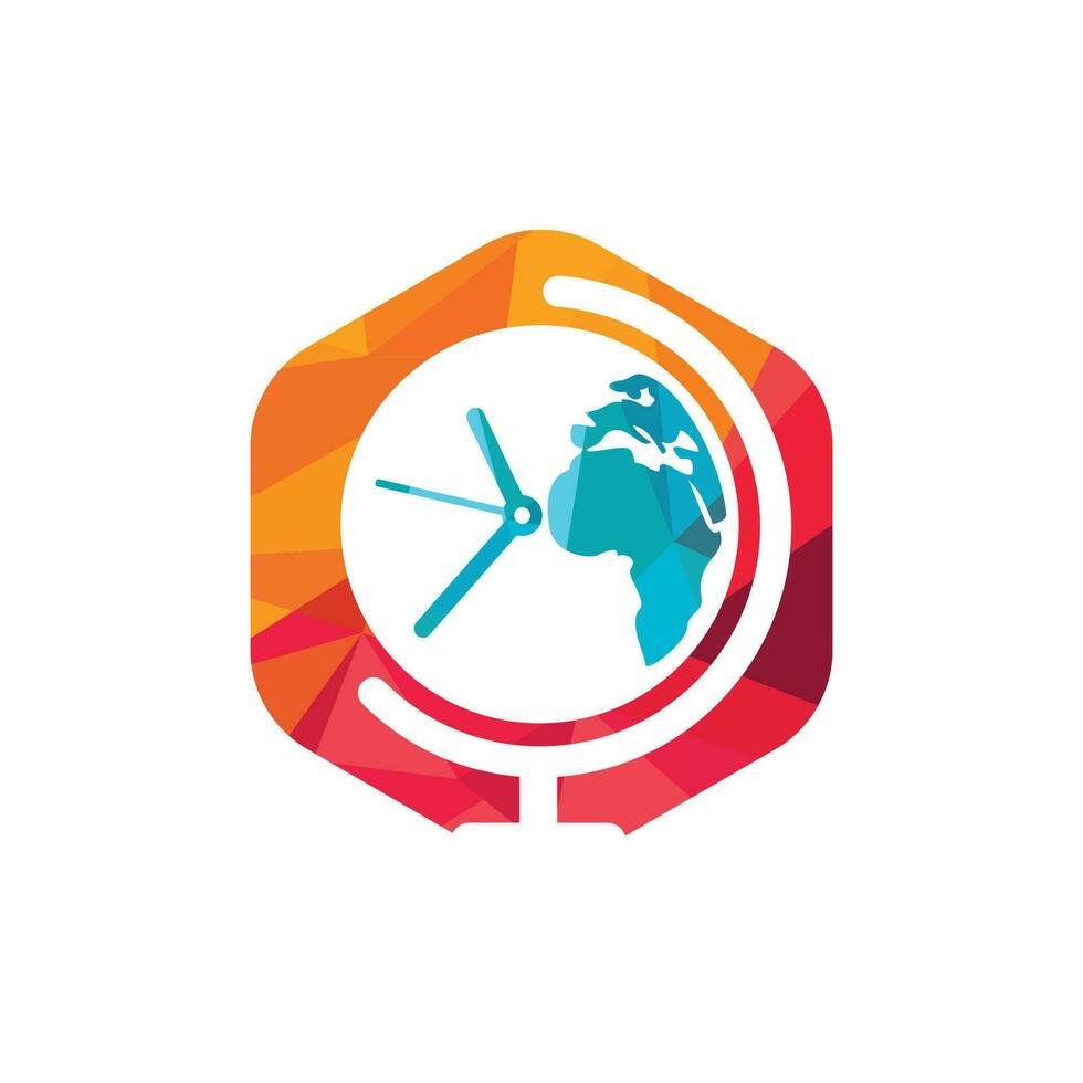 Time world vector logo design template. Time planet symbol or icon.