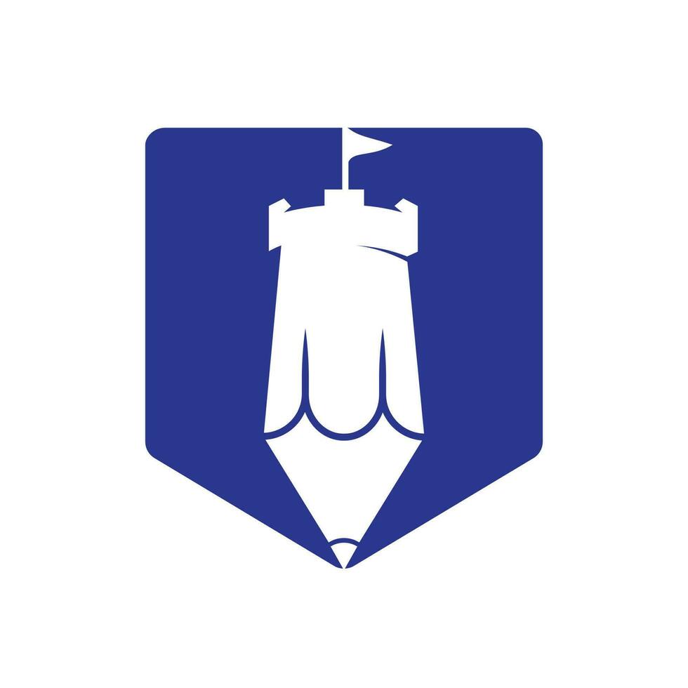 Pencil castle vector logo design.