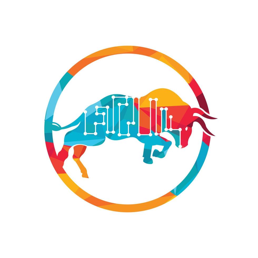 Bull tech vector logo design.