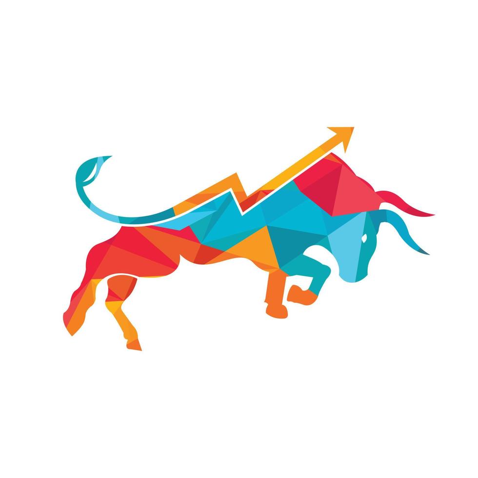 Financial bull logo design. Trade Bull Chart, finance logo. vector