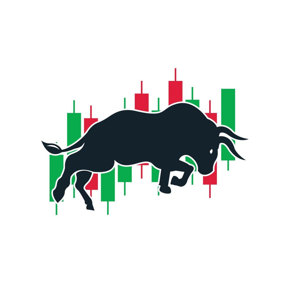 Financial bull logo design. Trade Bull Chart, finance logo. vector