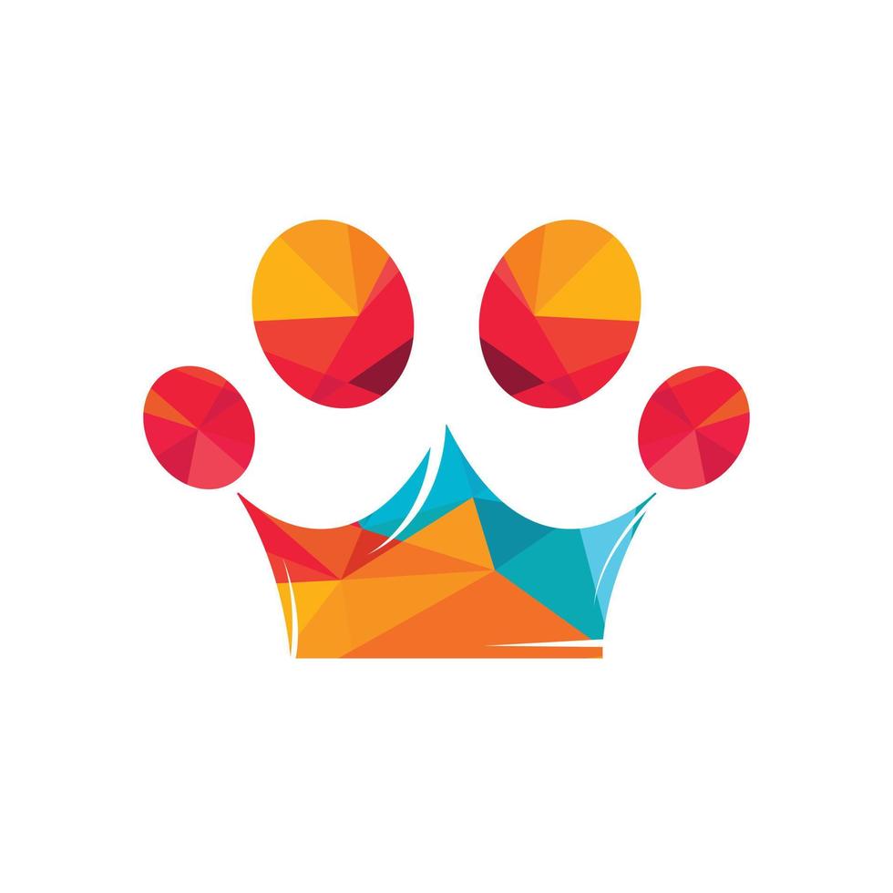 Kingdom pet shop vector logo design. Paw symbol with crown logo vector illustration.