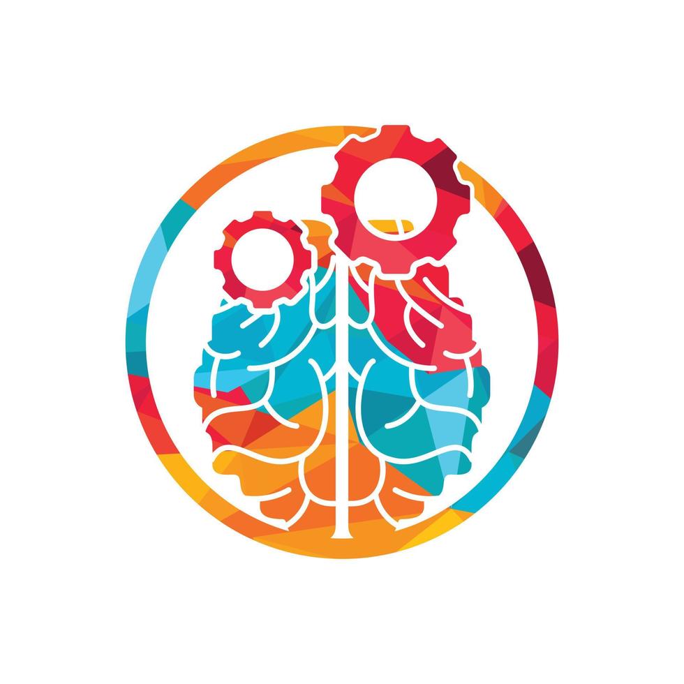 Brain and gear cog logo design. vector