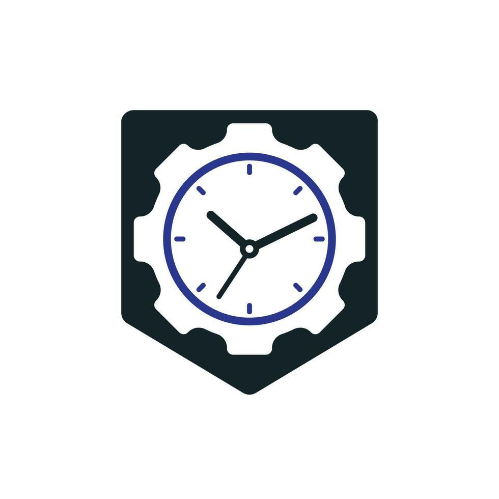Service time vector logo design. Gear and analog clock icon vector design.