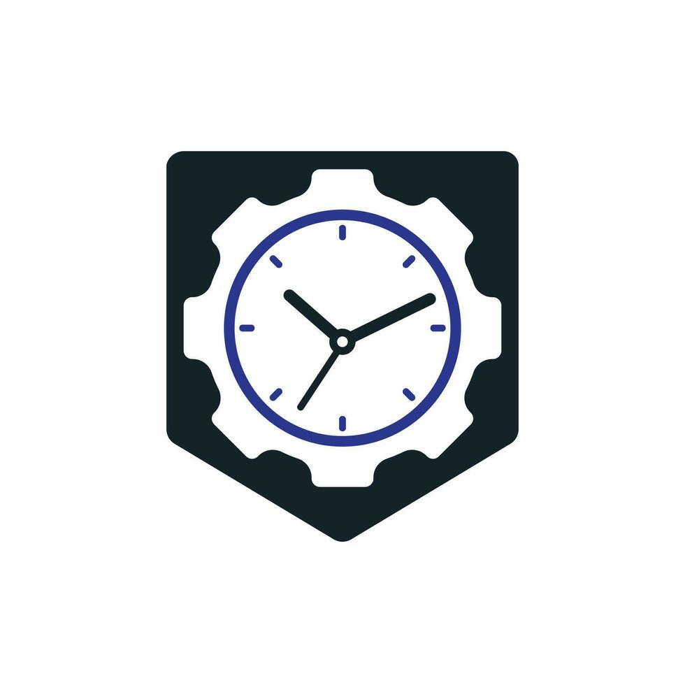 diseño del logotipo del vector de tiempo de servicio. engranaje y diseño vectorial de iconos de reloj analógico.