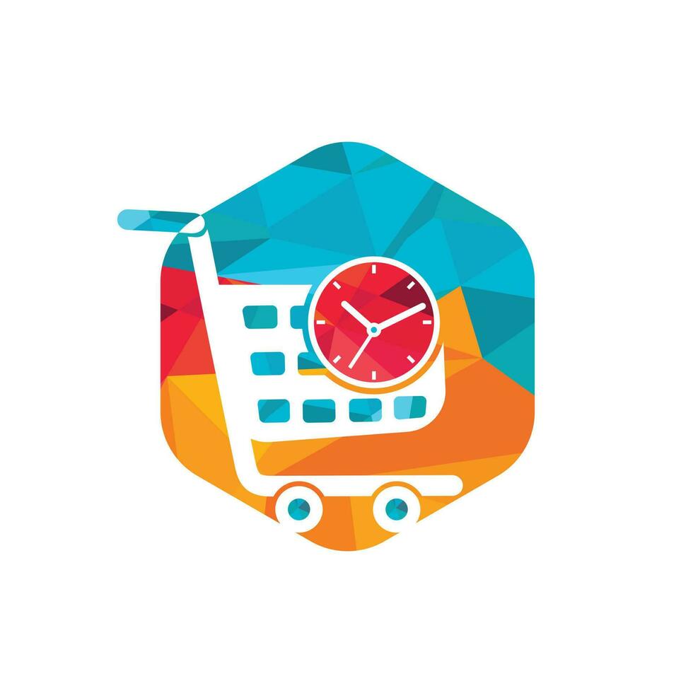Shopping time vector logo design template.