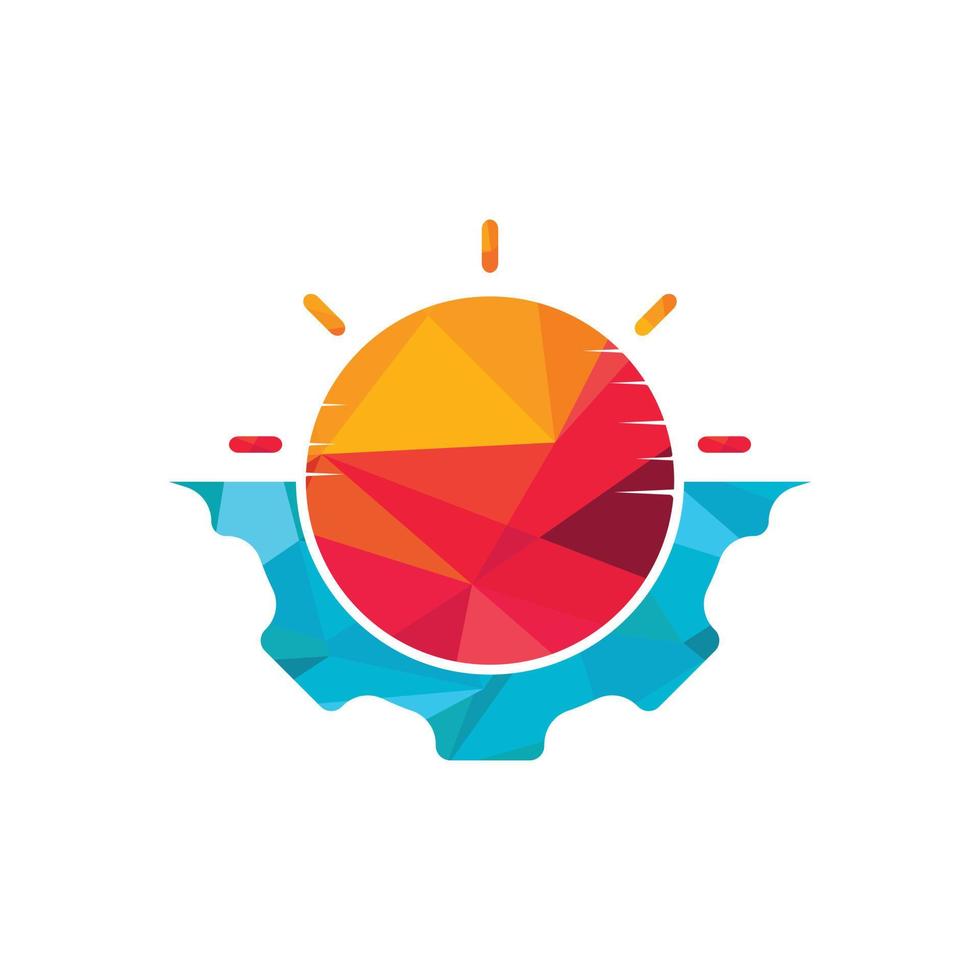 diseño del logotipo del vector del engranaje solar. concepto de logotipo de tecnología de panel solar.