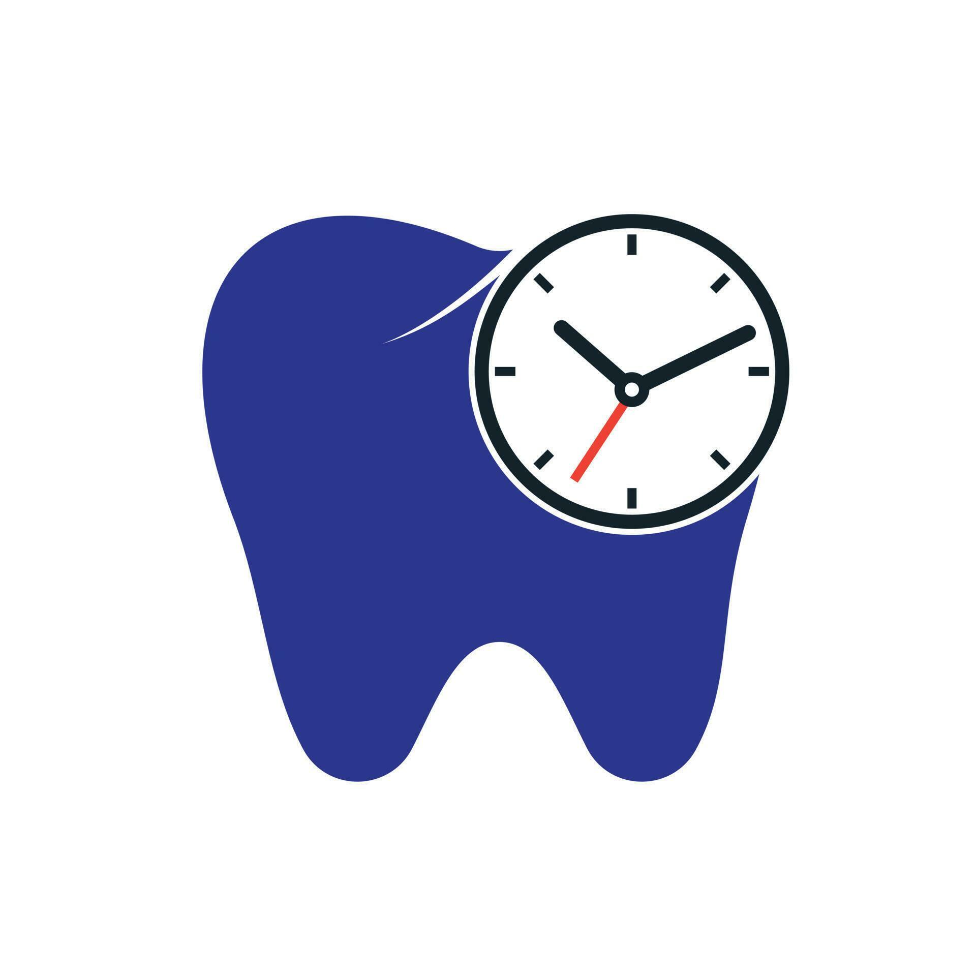 Dental time vector logo design template. Human tooth and clock icon