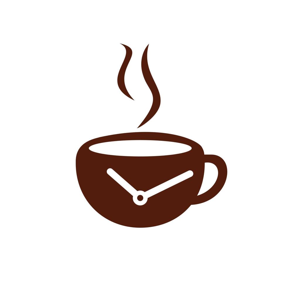 Coffee time vector logo design. Coffee cup time clock concept design.