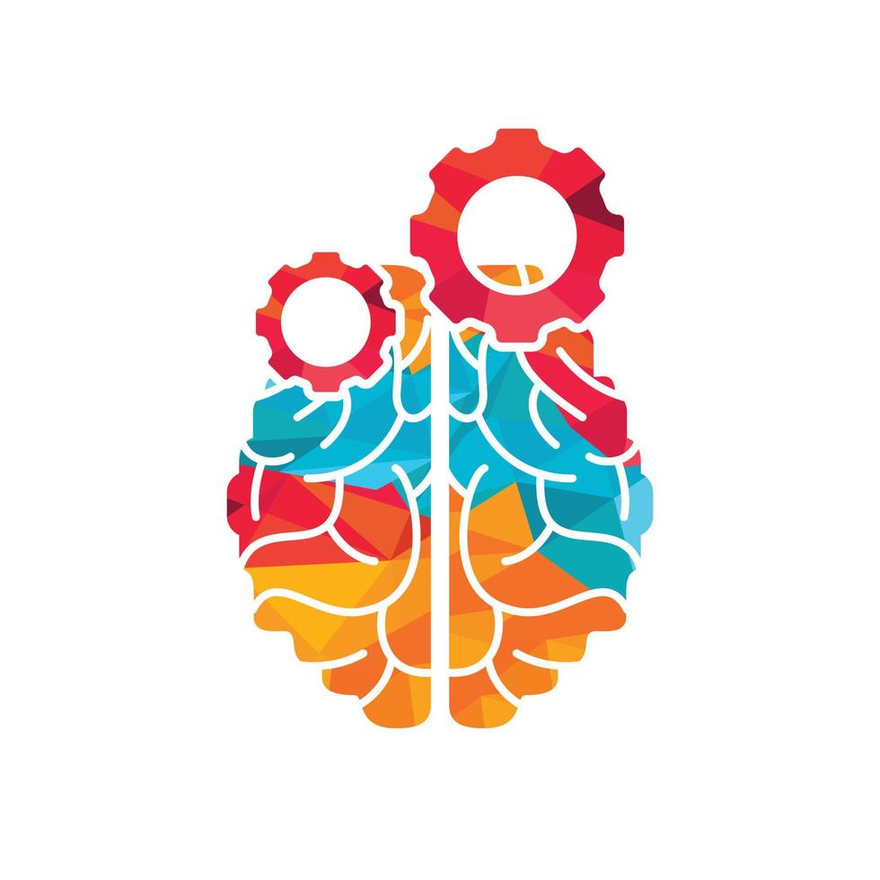 Brain and gear cog logo design. vector