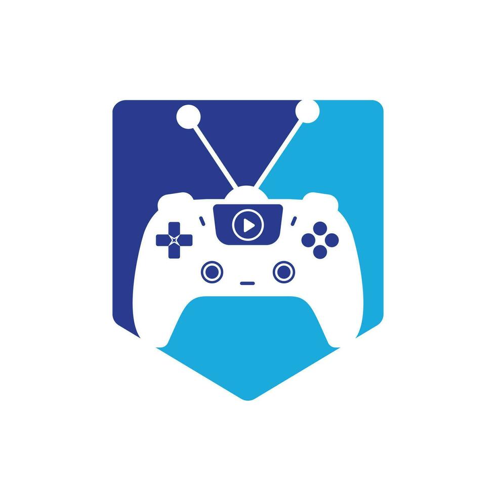 Gaming tv vector logo design. Television and Gamepad icon vector design.