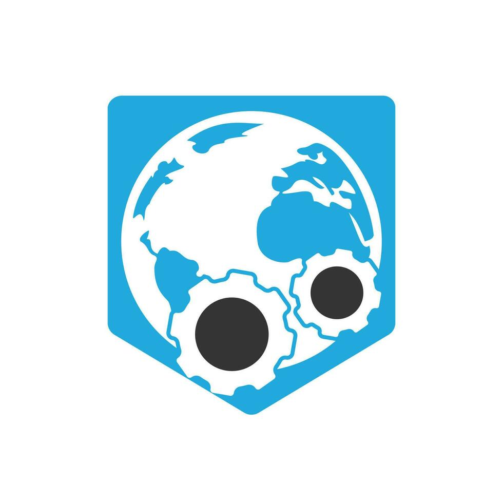 Gear global vector logo design. Gear planet icon logo design element.