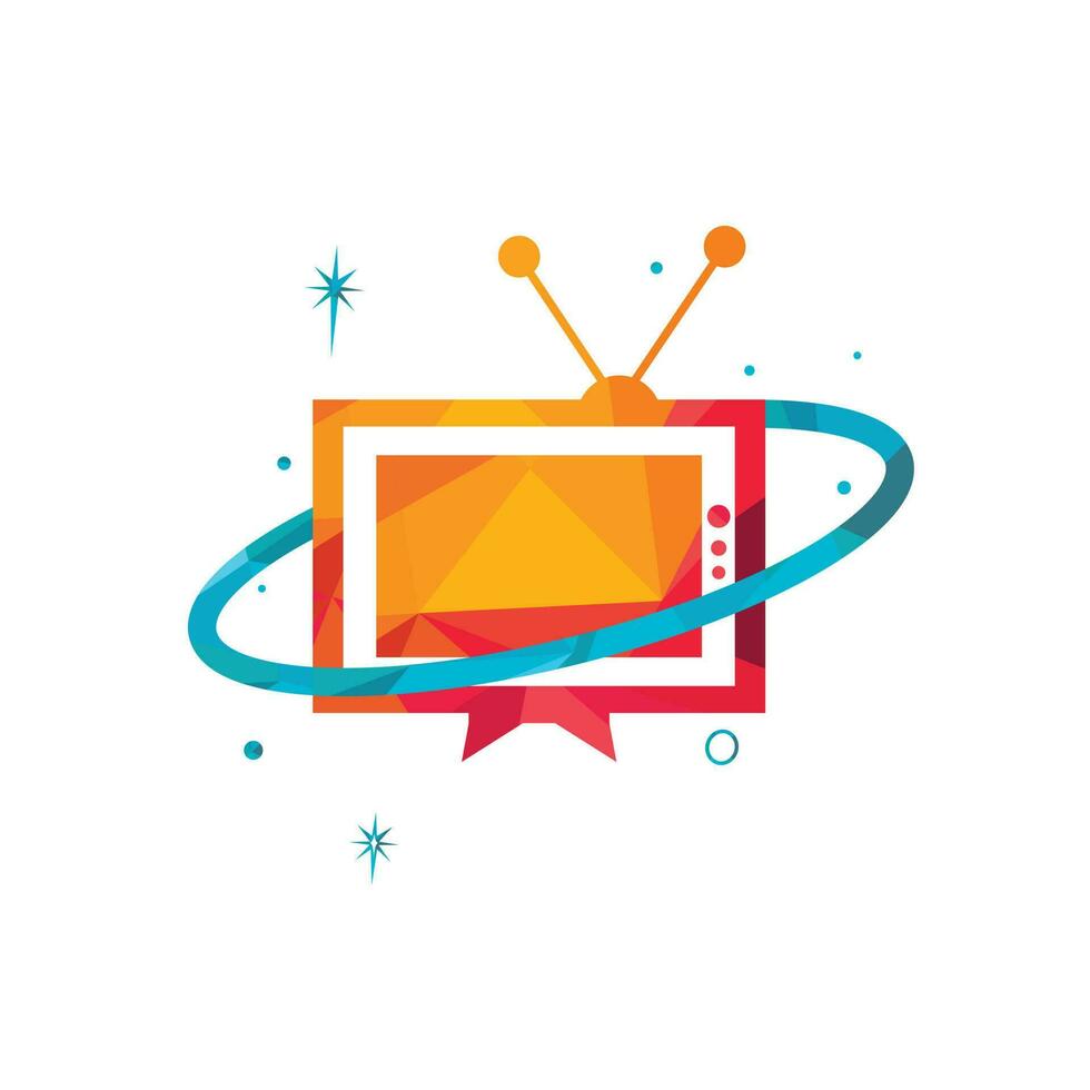 diseño del logotipo vectorial del planeta tv. medios y entretenimiento, concepto de logotipo de televisión. vector