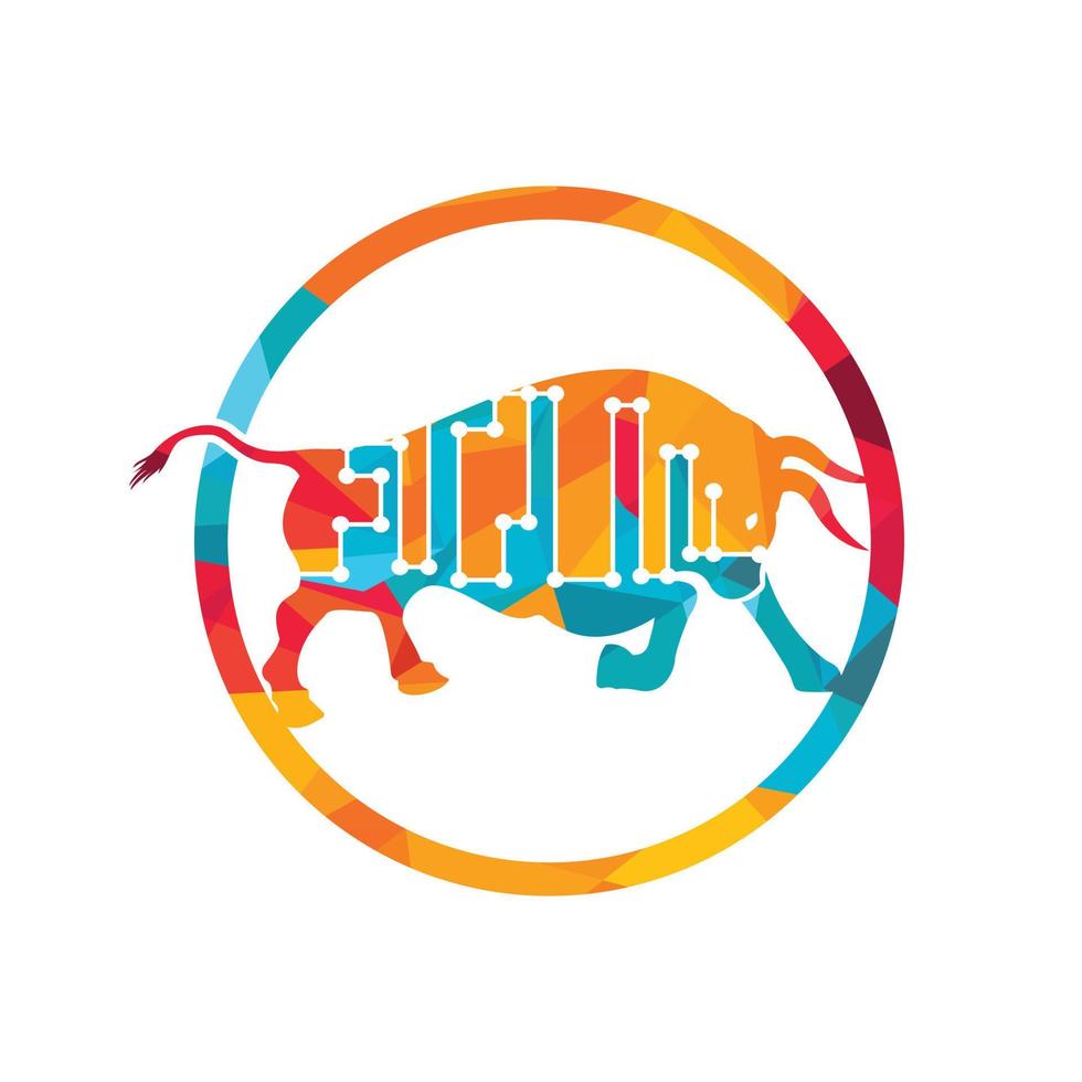 Bull tech vector logo design.