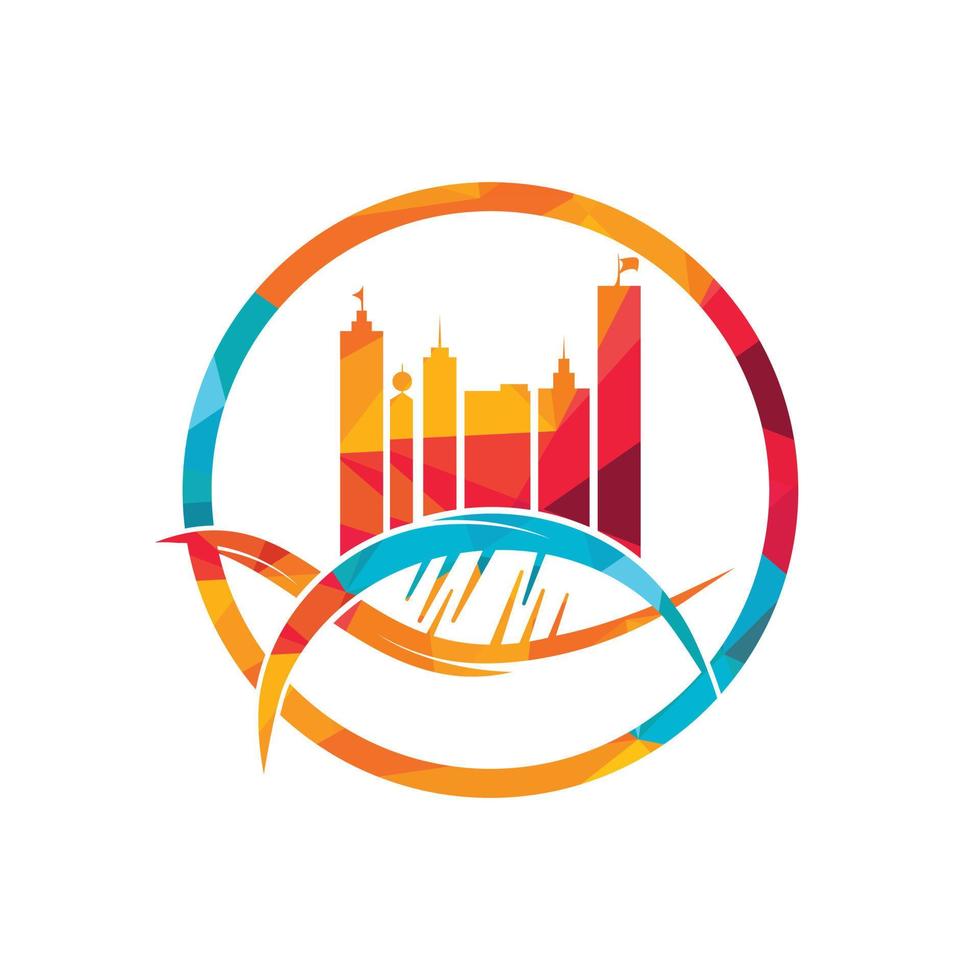 DNA city vector logo design.