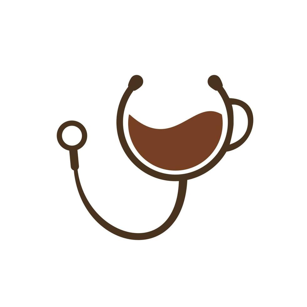 Healthy coffee vector logo design. Doctors stethoscope with coffee cup logo design.