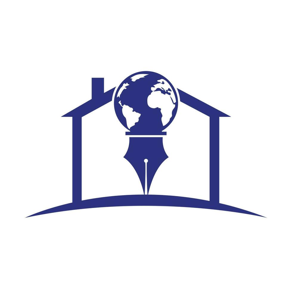 Pen nib and globe logo vector. Education Logo. vector