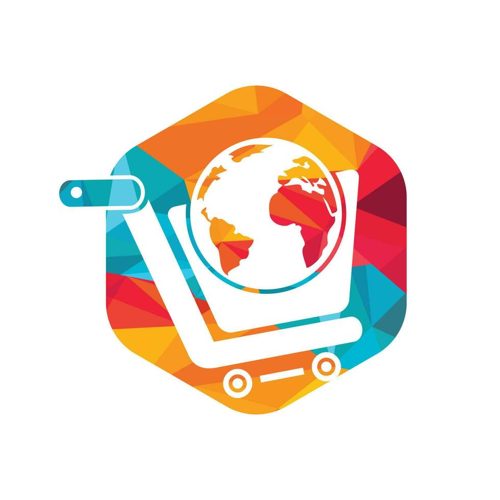 Globe shopping cart vector logo design. Online Shop logo designs concept.