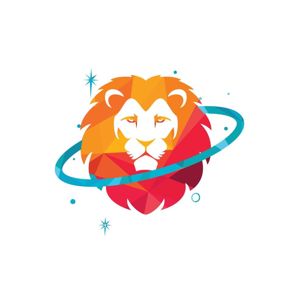 Lion planet vector logo design template.