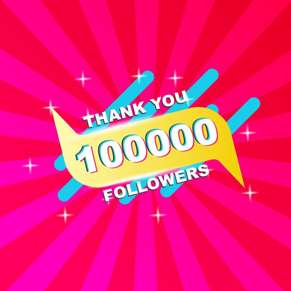 Thank you 100000 followers Greeting card templates for social networks,Social media post thank you cards vector