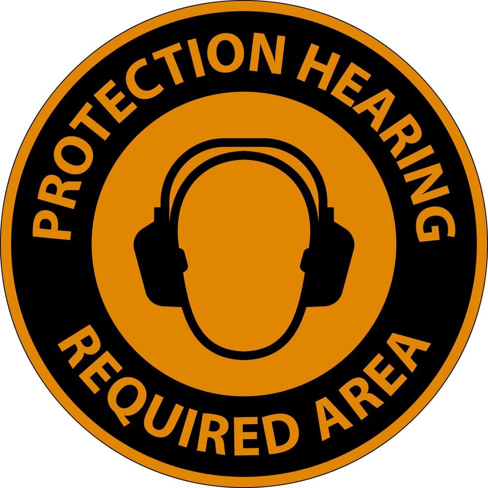 Warning Double Hearing Protection Sign On White Background vector