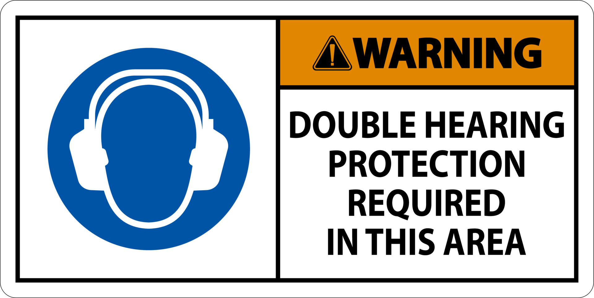 Warning Double Hearing Protection Sign On White Background 10953750
