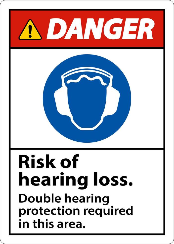 Danger Double Hearing Protection Sign On White Background vector