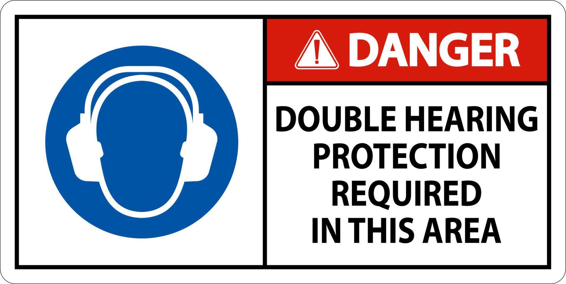 Danger Double Hearing Protection Sign On White Background vector