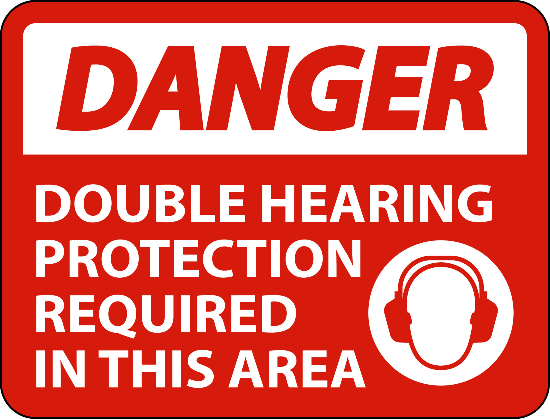 Danger Double Hearing Protection Sign On White Background 10953776