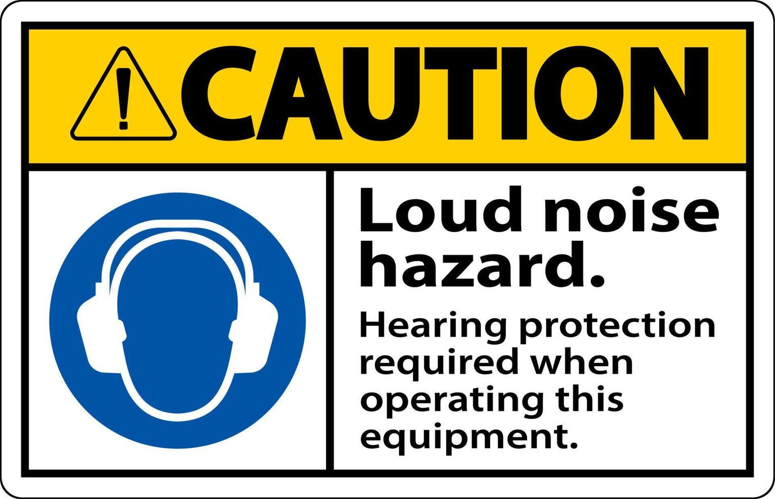 Caution Hearing Protection Required Sign On White Background vector