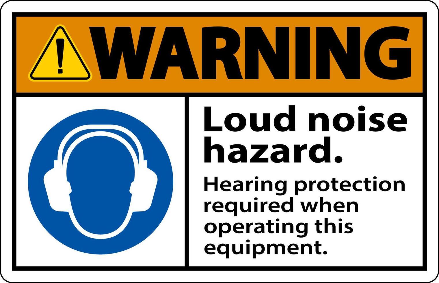 Warning Hearing Protection Required Sign On White Background vector