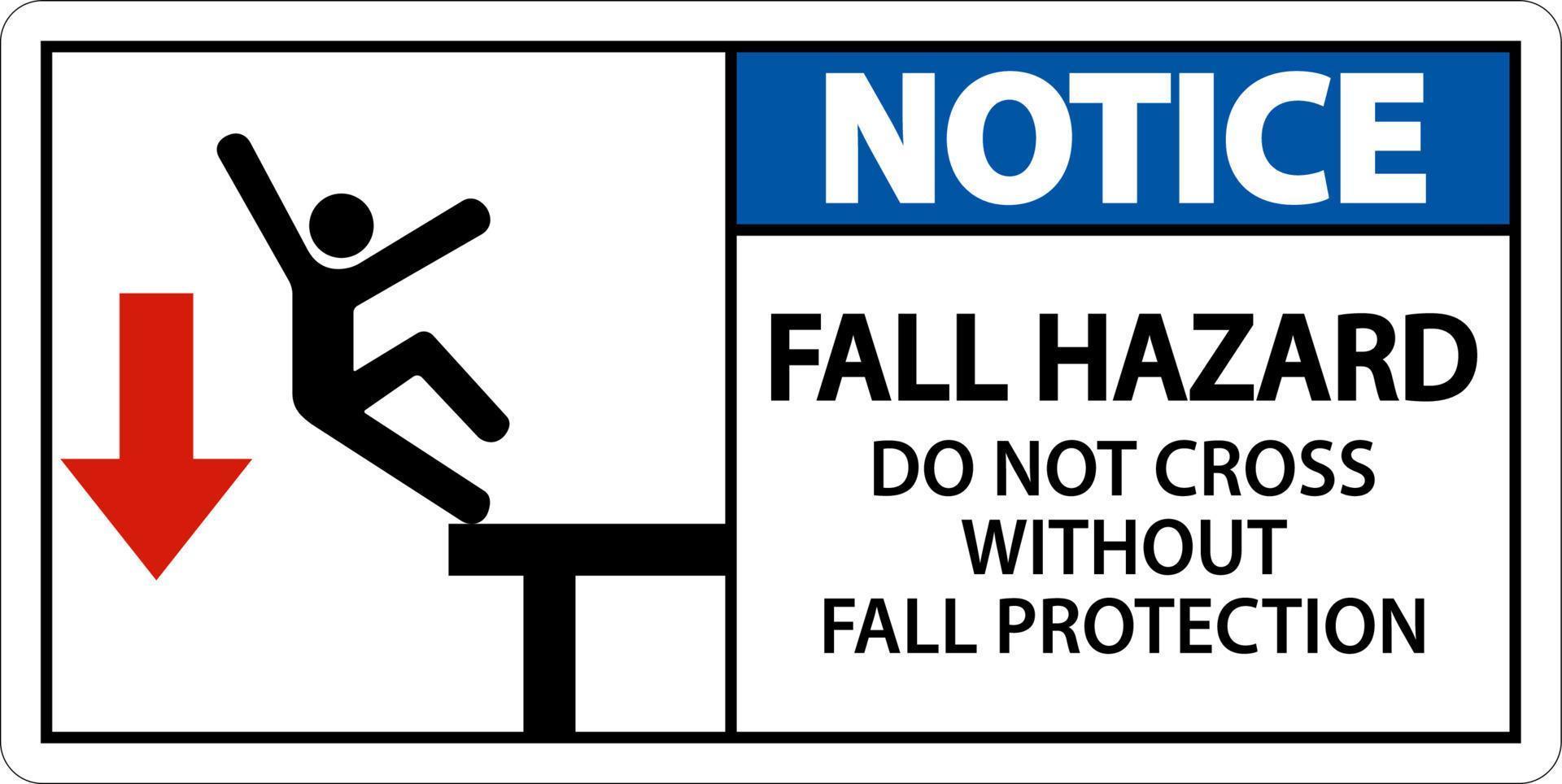 aviso no cruzar sin señal de protección contra caídas sobre fondo blanco vector