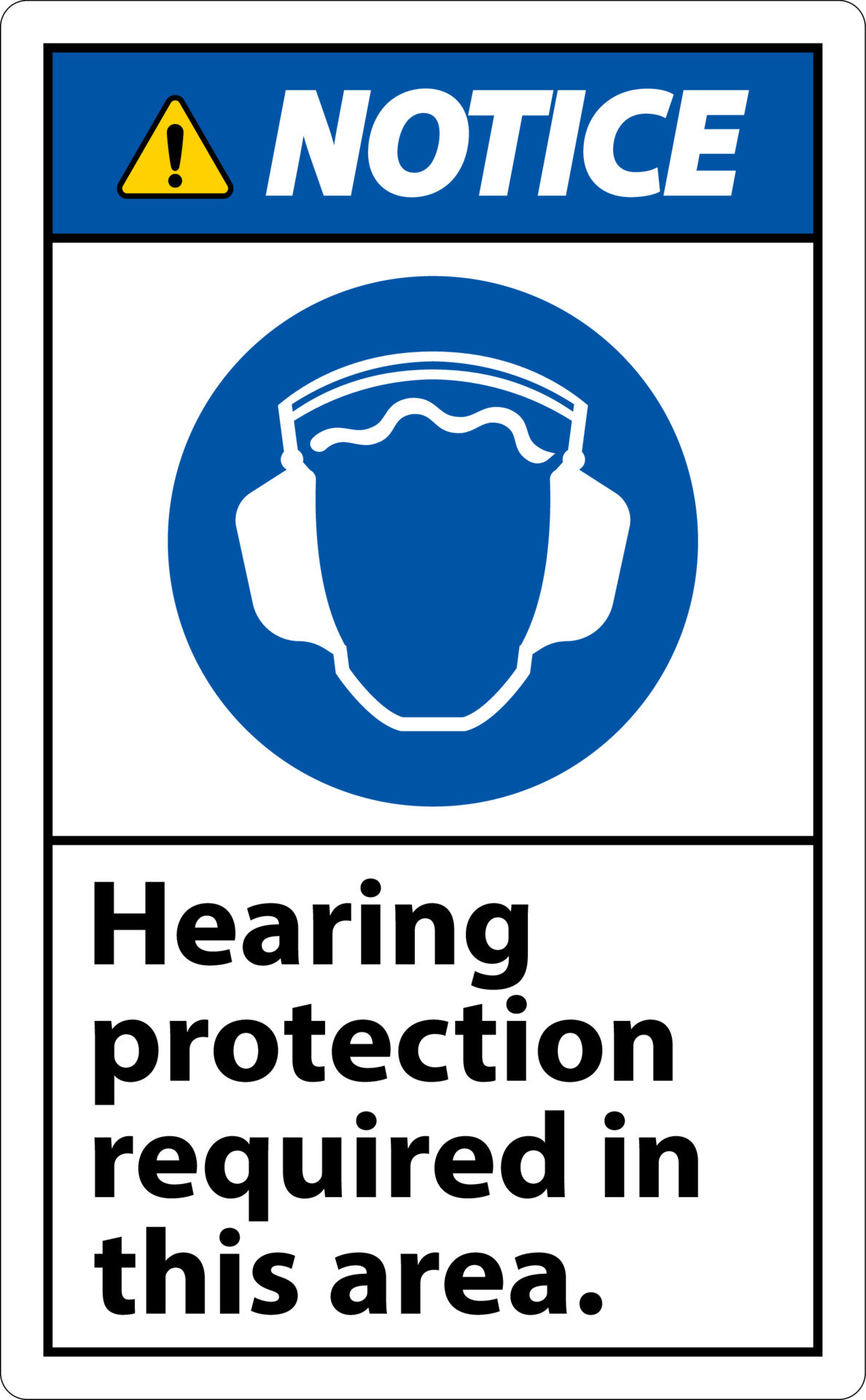 Notice Hearing Protection Required In This Area. On White Background 10953842 Vector Art at Vecteezy