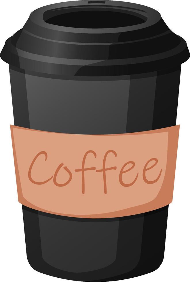 Black disposable coffee cup with inscription vector