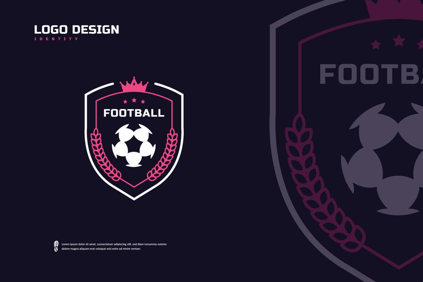 logotipo de la insignia de fútbol, vector de identidad del equipo deportivo. plantilla de torneo de fútbol, diseño de insignia de e-sport